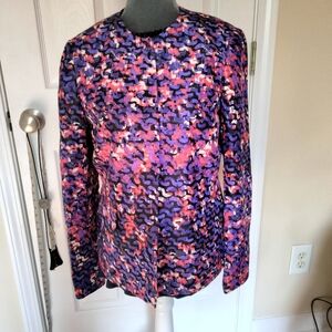 Evan Picone Red and Blue Abstract Blazer